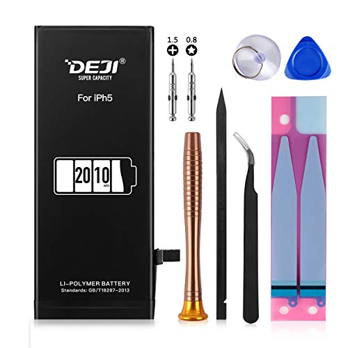 DEJI Battery for iPhone 5, 2010mAh High Capacity Replacement Battery for Model A1428, A1429, A1442 with Complete Repair Tool Kit and Instructions -[2 Year Warranty]