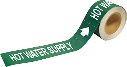 Brady 109276 Economy Pipe Markers-To-Go, B-946, 2' Height X 12' Width, White On Green Pressure Sensitive Vinyl, Legend 'Hot Water Supply'