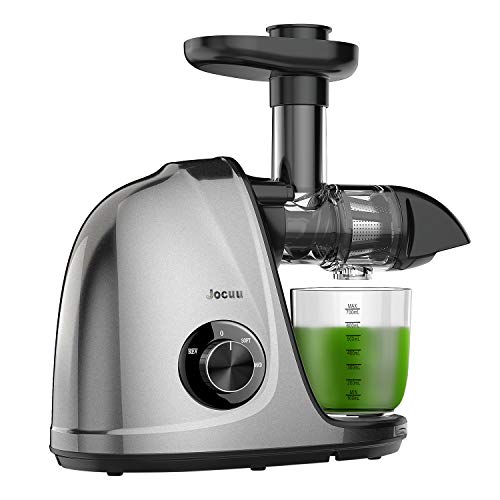 Juicer Machines, Jocuu Slow Masticating Juicer, Cold Press Juicer Extractor with Two Speed Modes, Easy to Clean, Quiet Motor, Reverse Function, for Fruits and Vegtables, with Brush and Recipes