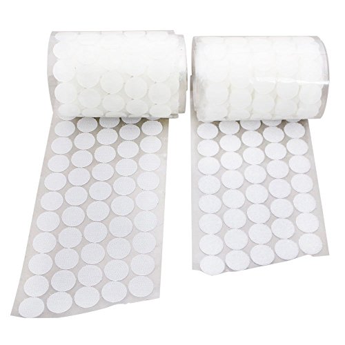 Vkey 1000pcs (500 Pair Sets) 20mm Diameter Sticky Back Coins Hook & Loop Self Adhesive Dots Tapes White-Delivery by FBA