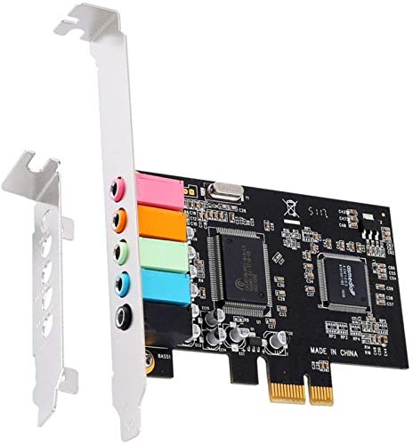 INTEFIRE PCIe Sound Card 5.1 Internal Sound Card for PC Windows 7 8 10 with Low Profile Bracket, 3D Stereo PCI-e Audio Card, CMI8738 Chip 32/64 Bit Sound Card PCI Express Adapter