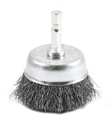 Forney 72729 Wire Cup Brush, Coarse Crimped with 1/4-Inch Hex Shank, 2-Inch-by-.012-Inch