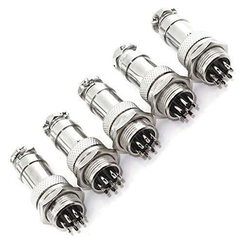 DGZZI 5PCS M16 16mm 8 Pin Screw Type Electrical Aviation Plug Socket Connector