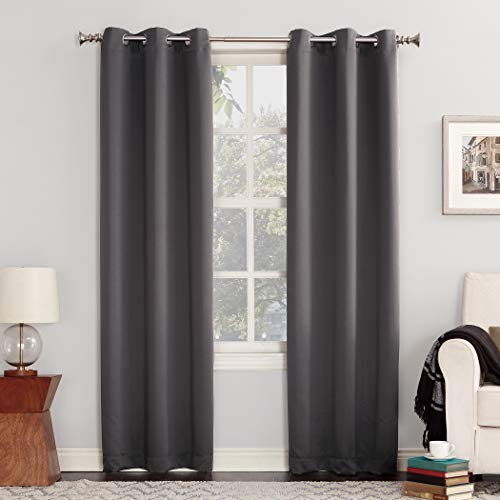 Sun Zero Easton Blackout Energy Efficient Grommet Curtain Panel, 40' x 84', Charcoal Gray