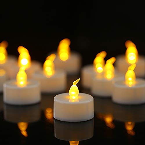 Tea Lights 24 Pack Flameless LED Tea Lights Candles Battery Powered Fake Candles 100 Hours Warm Amber for Wedding Party Holidays Home Decoration Outdoor