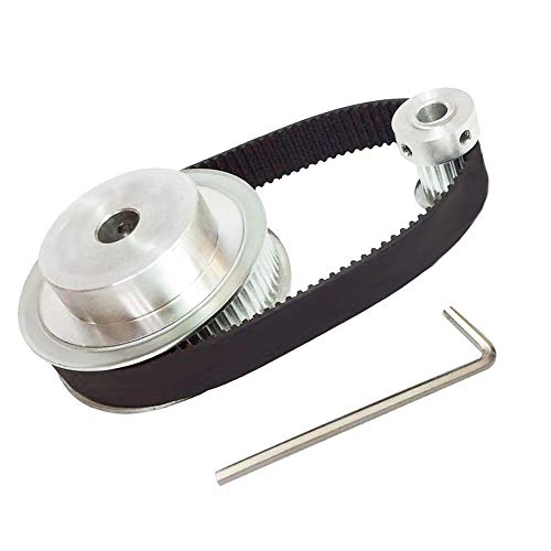 Houkr GT2 Aluminum Timing Belt Idler Pulley Bearing 20&60 Teeth Width 6.35mm Born Synchronous Wheel, with a Perimeter 200mm Width 6mm Belt and a M4 Allen Wrench, for 3D Printer.