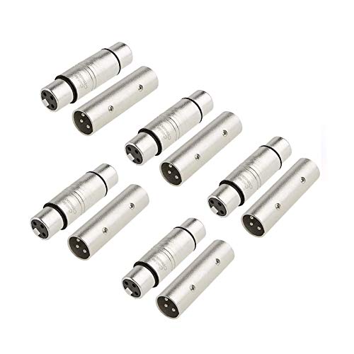 CableCreation [5-Pair] XLR Female to Female & XLR Male to Male 3PIN Adapter Connector Compatible Microphone,Mixer,Silver