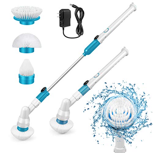 Spin Scrubber, 360 Cordless Tub and Tile Scrubber, Multi-Purpose Power Surface Cleaner with 3 Replaceable Cleaning Scrubber Brush Heads, 1 Extension Arm and Adapter