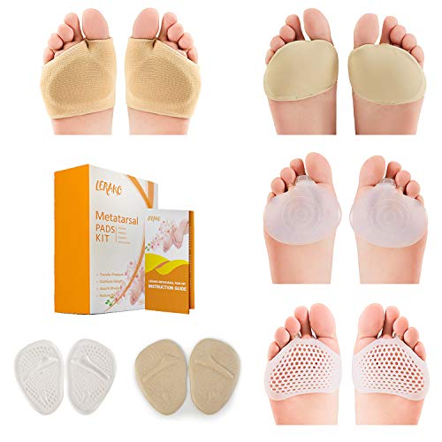 Metatarsal-Pads-Ball-of-Foot Kit, 12pcs, Metatarsal Gel Sleeves, Silicone Metatarsal Pads & Free Inserts, Fast Foot Pain Relief & All day Comfort, Sizes for Men & Women
