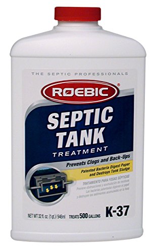 Roebic K-37-Q Septic Tank Treatment Removes Clogs, Environmentally Friendly Bacteria Enzymes Safe for Toilets, Sinks, and Showers, Works for 1 Year, 32 Ounces, 32 Fl Oz