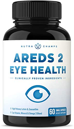 Eye Vitamins with Lutein and Zeaxanthin - AREDS 2 Formula for Macular Degeneration, Strain, Dry Eyes & Vision Support - AREDS2 Eye Health Ocular Care Supplement with Omega 3 Powder & Bilberry Extract