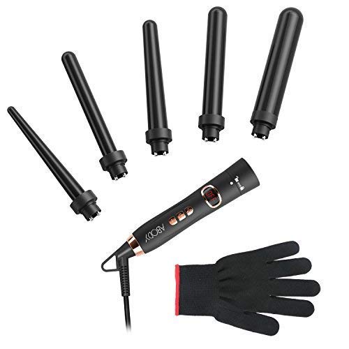 5 in 1 Curling Iron, Abody Curling Wand Set with 5 Interchangeable Ceramic Barrels 0.35 inch to 1.25 inch, Professional Hair Curler Set for All Hair Types, with Heat Resistant Glove and Travel Case