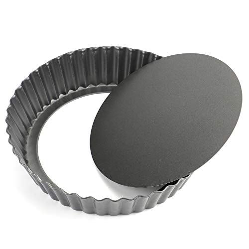 Tosnail 9.5' x 2' Nonstick Tart Pan Quiche Pan Pie Pan with Removable Bottom