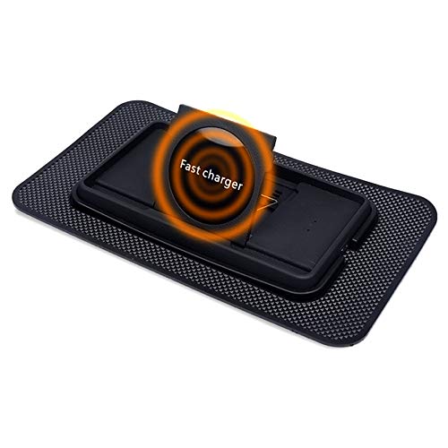 Fast Wireless Car Qi Charger, JCWINY 10W Wireless Charging Pad Phone Holder, Non Slip Dashboard Wireless Charging Mat for iPhone and Samsung and All Other Qi Enabled Devices