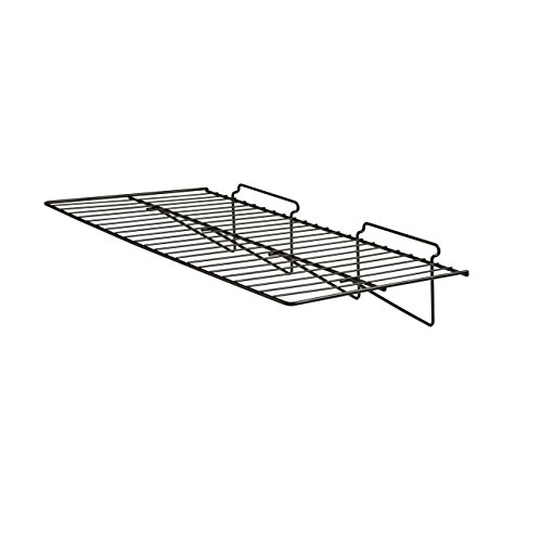 Econoco - Black Straight Shelf, Heavy Duty Semi Gloss Metal for Slatwall, 24” L x 12” D (Pack of 6)