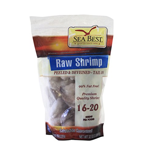 Sea Best 16/20 Count Peeled and Deveined Tail On Shrimp, 2 Pound (Pack of 1)