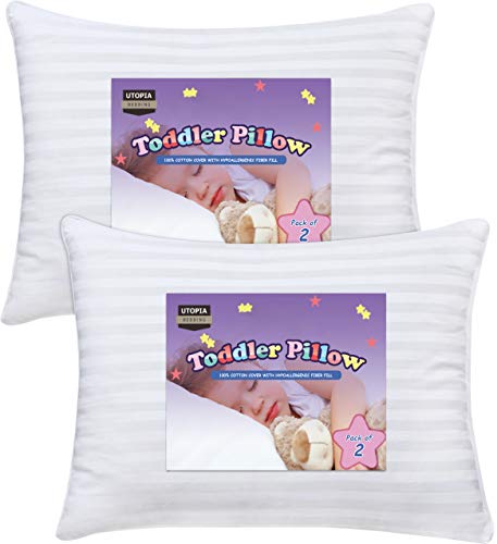 Utopia Bedding 2 Pack Toddler Pillow - Baby Pillows for Sleeping - Cotton Blend Cover - Pack of 2 Kids Pillows - White - 13 x 18 Inches