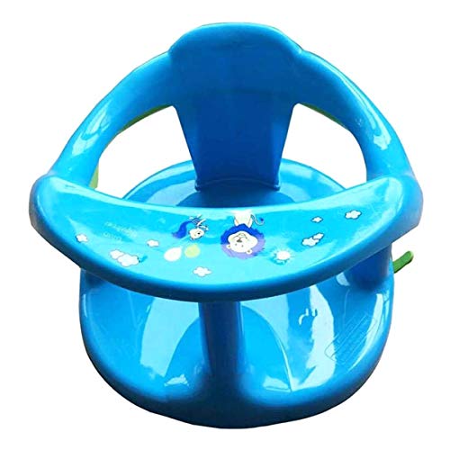 Baby Bath Seat Baby Shower Chair Baby Plastic Bathtub Seat Non-Slip Wide Backrest Bottom Suction Cup Double-Layer Support Ring Bathroom Tool