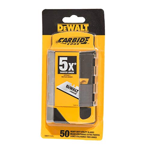 DeWalt Carbide Edge Utility Knife Blades - Last 10x Longer (50-Pack)