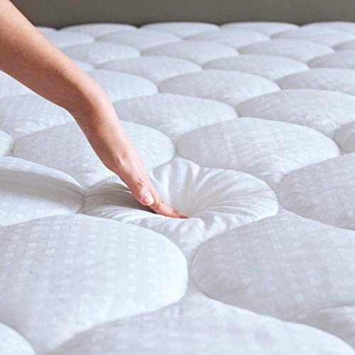 JUEYINGBAILI Mattress Pad King Mattress Topper - Quilted Fitted Cooling King Mattress Pads - Overfilled with Breathable Snow Down Alternative Filling Mattress Cover