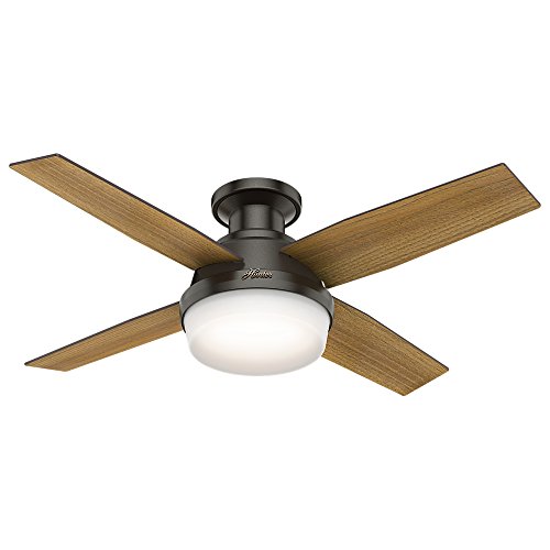 Hunter Dempsey Indoor Low Profile Ceiling Fan with LED Light and Remote Control, 44', Noble Bronze