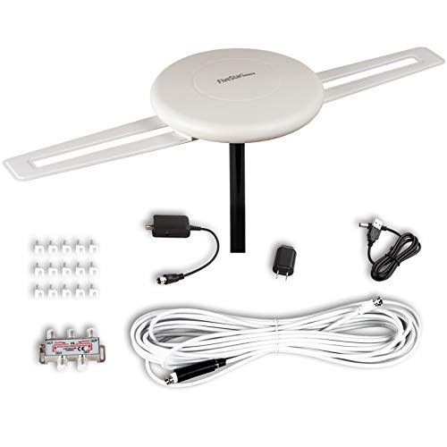 Five Star [Newest 2020] HDTV Antenna 360° Omni-Directional Reception Amplified Outdoor TV Antenna 150 Miles Long Range for Indoor/Outdoor,RV,Attic Support 4K 1080P UHF VHF 4TVs Installation Kit