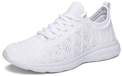 JOOMRA Women Tennis Shoes Lightweight for Nurse Cheer Ladies Gym Jogging Walking Workout Running Sport Flats Fashion Sneakers White Size 10