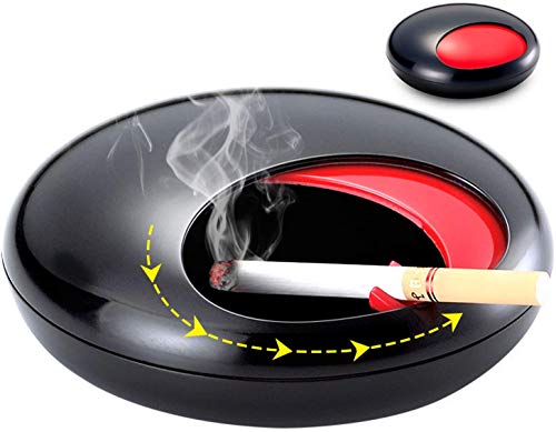 HUOFO Ashtrays for Cigarettes Ash Holder for Smokers Outdoor Ashtray Windproof Smokeless Cigarette Ashtray for Indoor or Outdoor Use Desktop Smoking Ash Tray for Home Office Decoration Crafts(Black)…