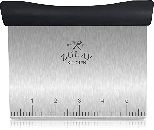 Premium Multi-purpose Stainless Steel Bench Scraper & Chopper, Easy to Read Etched Markings for Perfect Cuts, Quick & Easy Multi-use Dough Scraper, Dough Cutter & Pastry Scraper - by Zulay Kitchen