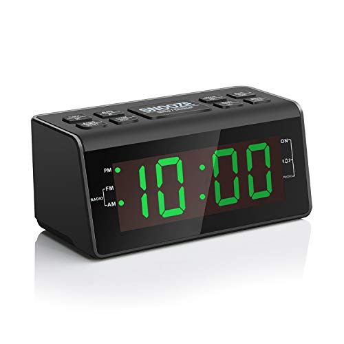 Jingsense Digital Alarm Clock Radio with AM/FM Radio, 1.2” Big Digits Display, Sleep Timer, Dimmer and Battery Backup, Bedside Alarm Clocks with Easy Snooze for Bedrooms, Table, Desk – Outlet Powered