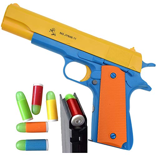 Feisuo Blasters Foam Play Toys Gun-Colt 1911 Toy Gun with Soft Bullets and Ejecting Magazine. Actual Size of M1911 for Training or Play