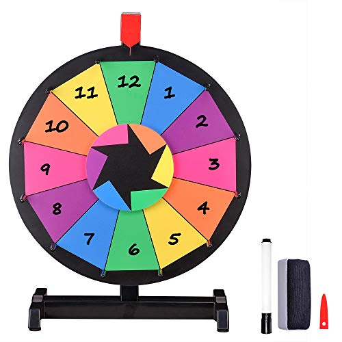 WinSpin 15' Tabletop Editable Color Prize Wheel 12 Slot Kid Spinning Game with Dry Erase Tradeshow Carnival