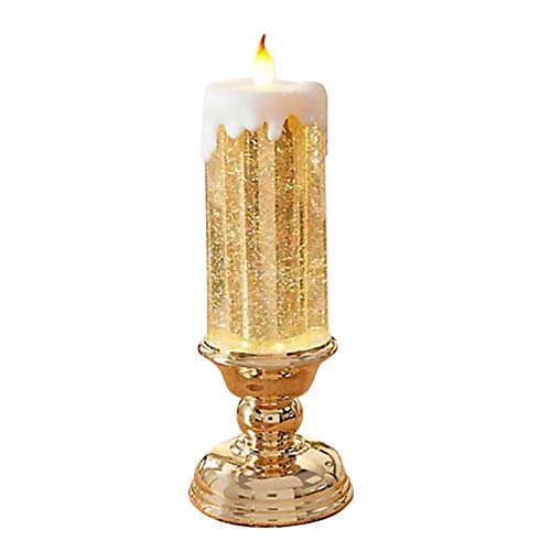 Meshin Flameless Candles,Rechargeable Colour Electronic LED Candle Light with Base Waterproof with Glitter Colour Changing LED Water Flickering Candle for Seasonal Festival Celebration