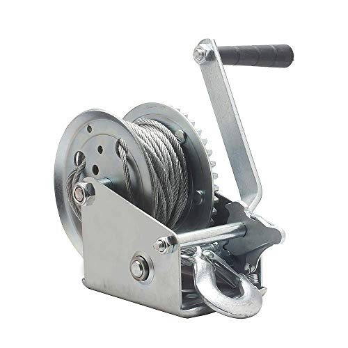 OPENROAD 1600lb Boat Trailer Winch, Hand Winch with 10m Cable,Handle Crank Manual Winch for Pulling,Hand Winch