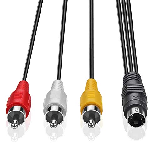 Electop 4 Pin S-Video to 3 Male RCA Composite Video Cable 1.45M(4.75FT)