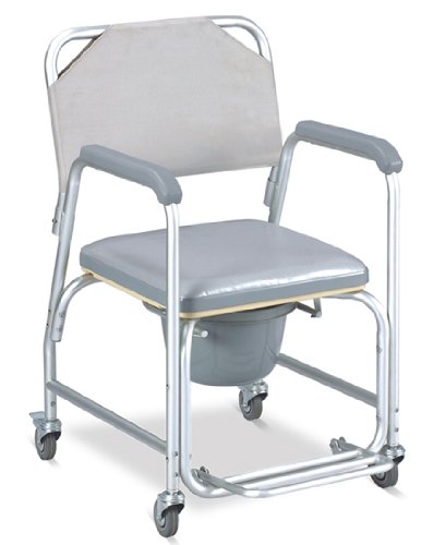 MedMobile® Aluminum Portable Commode Shower Wheelchair with Toilet Style Seat and Cover
