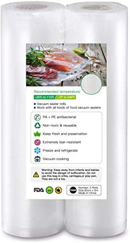 Vacuum Sealer Bags, 2 Pack 11' x 16.4' Sous Vide Cooking Bags for Food Saver, BPA Free, Commercial Grade, Heavy Duty, Puncture Prevention, Great for Vacuum Storage, Meal Preparation or Sous Vide