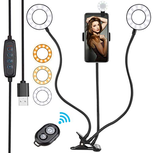 Ring Light with Stand, HeertTOGO Selfie Ring Light for iPhone Android, 2 Ring Light 3 Lighting Modes 10 Brightness Level LED Ring Light with Remote Control for Vlog Makeup YouTube Video