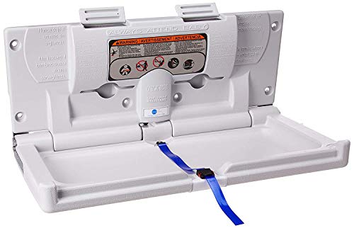 Karma Baby Wall Mounted Baby Changing Table Commercial Horizontal Fold-Down Diaper Changing Station with Secure Safety Straps for Commercial Bathrooms - White