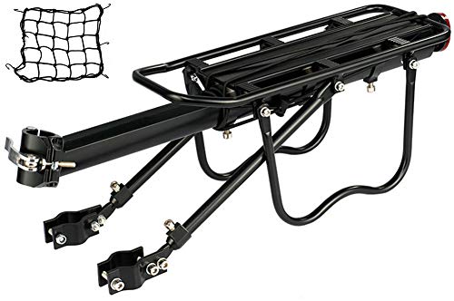 Dirza Rear Bike Rack Bicycle Cargo Rack Quick Release Adjustable Alloy Bicycle Carrier 115 lbs Capacity Easy to Install Black