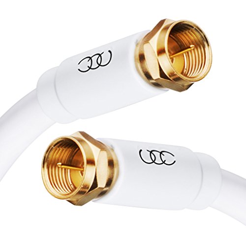 Coaxial Cable Triple Shielded CL3 in-Wall Rated Gold Plated Connectors (12ft) RG6 Digital Audio Video with Male F Connector Pin - 12 Feet