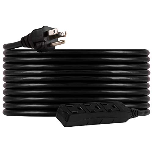 UltraPro, Black, GE 25 ft Extension, 3 Outlet, Indoor/Outdoor, Grounded, Double Insulated Cord, UL Listed, 36825