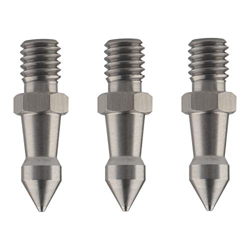 AFFVO Stainless Steel Spike Feet for Tripods Monopods with 3/8'-16 Screw, Use on Softer Looser Terrain (3pcs)