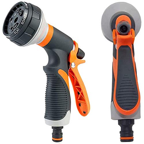 AXYOFSP Garden Hose Nozzle Spray Nozzle,8 Watering Patterns Metal Heave Duty Water Nozzle,High Pressure Nozzle Sprayer for Watering Plants, Cleaning, Car Wash and Showering Dog & Pets