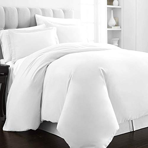 400 Thread Count Cotton Duvet-Cover Set Queen Size White, 100% Long Staple Cotton Queen-Bedding-Sets, Soft Sateen White Duvet Cover Full/Queen with Button Closure (Cotton Duvet Cover Queen Size)