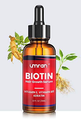 UMRAN Biotin Hair Growth Serum, Promotes Hair Growth, Prevents Hair Loss and Thinning, Natural Ingredients moisture the Scalp to Enhance Hair Growth, Advanced Biotin Formula for All Hair Types