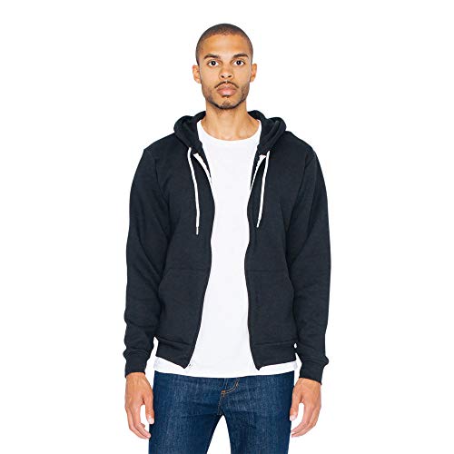 American Apparel Men's Flex Fleece Long Sleeve Zip Hoodie, Style F497W, Black, Medium