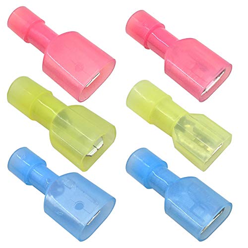 180pcs Fully Insulated Wire Crimp Terminal Nylon Quick Connectors Wiring Male/Female Spade,YuCool Disconnect Electrical Connectors Assortment Kit AWG 22-16, 16-14, 12-10