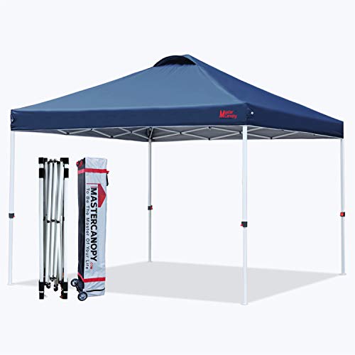 MASTERCANOPY Pop-up Canopy Tent Commercial Instant Canopy with Wheeled Bag,Canopy Sandbags x4,Tent Stakesx4 (12x12, Navy Blue)