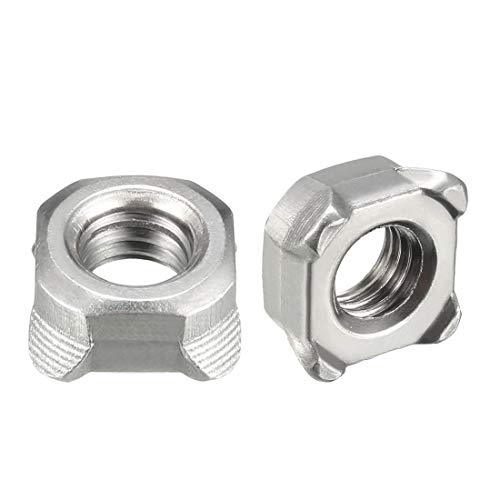 uxcell Weld Nuts,M8 Square UNC Coarse Carbon Steel Machine Screw Silver Pack of 20